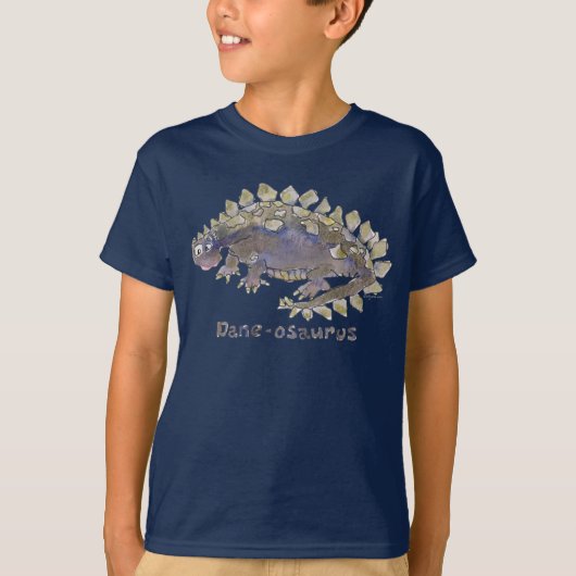 Dane-osaurus Cartoon Dinosaur T-Shirt (Voorkant)