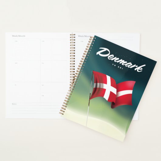 Danemark affiche de voyage "Pour skier" (Devant avec enveloppe)
