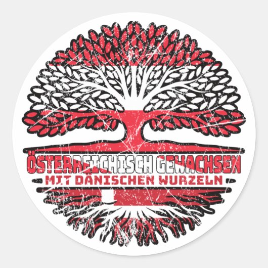 Dänemark Dänisch Österreichisch Österreich Baum Ronde Sticker (Voorkant)