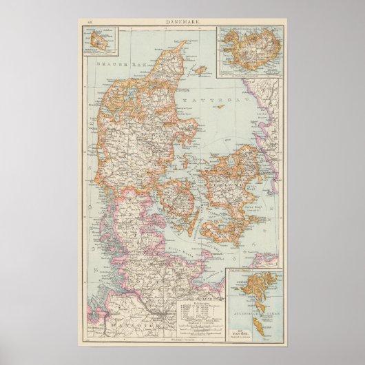 Danemark - Denemarken Map Poster (Voorkant)