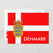 Danemark Drapeau & Armoiries Carte postale! (Devant / Derrière)