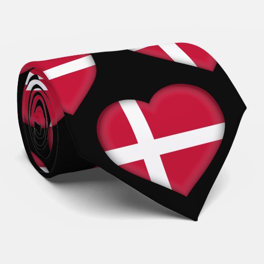 Danemark Drapeau Couleurs Coeur Motif Cravate (Roulé)