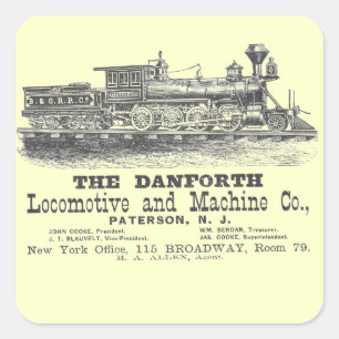 Danforth Locomotief en Machine Company 1852 Vierkante Sticker