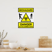 Danger biologique Affiche de zone Zombie active (Cuisine)