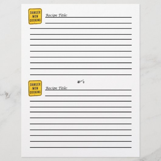 Danger : Carte de recette Cuisine pour hommes (Devant)
