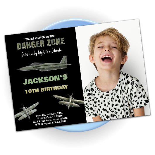 Danger Fighter Jet Invitations Anniversaire Avec P
