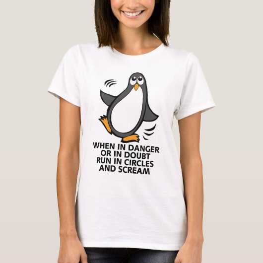 Danger Funny Penguin Graphic T-shirt (Voorkant)
