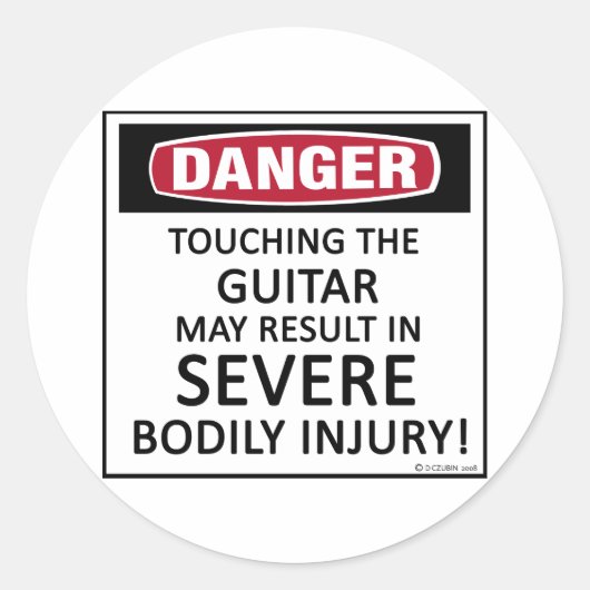 Danger Guitar Ronde Sticker (Voorkant)