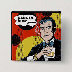 Danger is mijn spel vierkante button 5,1 cm