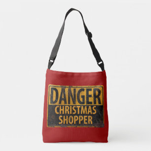 DANGER kerstshopper - Metalen waarschuwingsbord Crossbody Tas