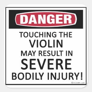 Danger Violin Vierkante Sticker