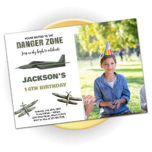 Danger Zone Fighter Jet Anniversaire Invitations p