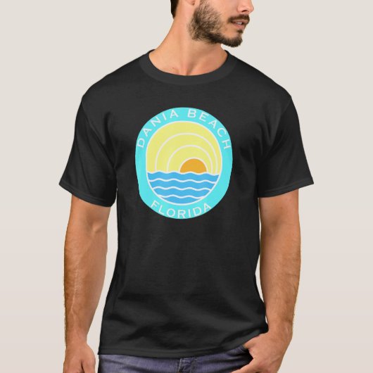 Dania Beach Florida Retro Sunset T-shirt (Voorkant)