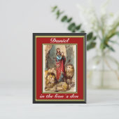 Daniel aux lions den carte postale rouge et or (Debout devant)