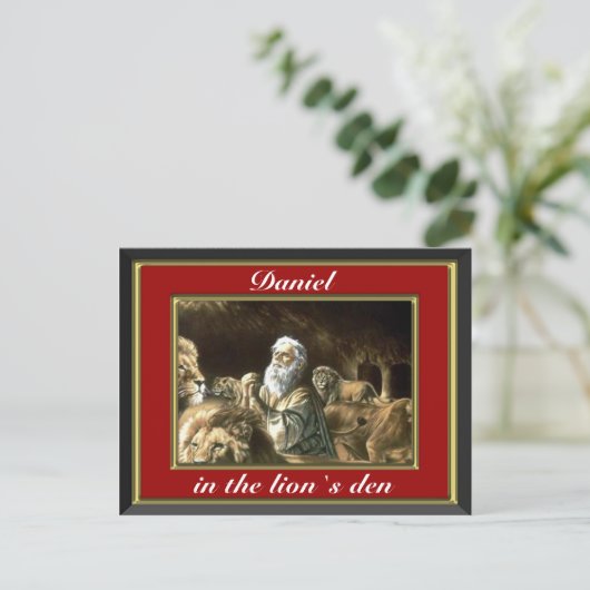 Daniël bidt in het rode briefkaart van de leeuwen (Staand voorkant)