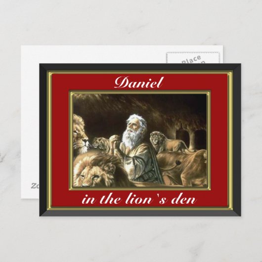Daniël bidt in het rode briefkaart van de leeuwen (Voorkant / Achterkant)