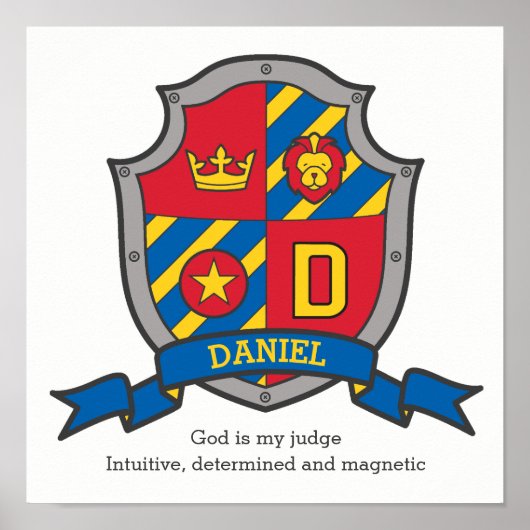 Daniel boys name letter D: heraldry shield Poster (Voorkant)