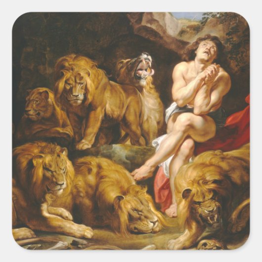 Daniel in the Lions Den by Peter Paul Rubens Vierkante Sticker (Voorkant)