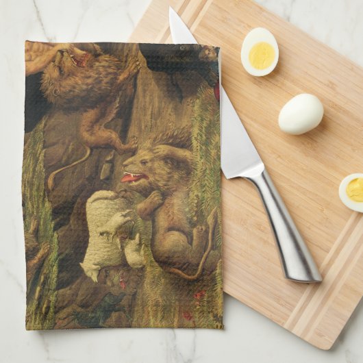 Daniel in the Lions' Den Theedoek (Quarter Fold)