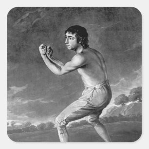 Daniel Mendoza, gegraveerd door Henry Kinsbury, 17 Vierkante Sticker