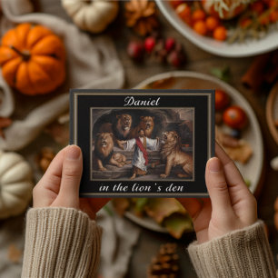 Daniel staande in de leeuwen den dramatische scène briefkaart