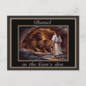 Daniel staande in de leeuwen den rotsachtige grot briefkaart (Voorkant)