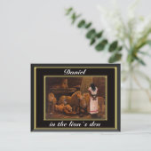 Daniel staande in de leeuwen den zwart briefkaart (Staand voorkant)