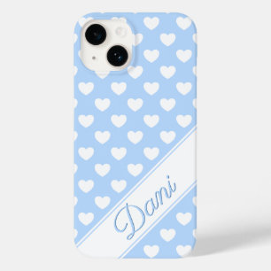 Daniela Name Sjabloon, Cute Pastel Blue en White Case-Mate iPhone 14 Hoesje