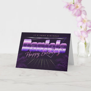 Daniela Nom Prénom carte rétro lilas Anniversaire