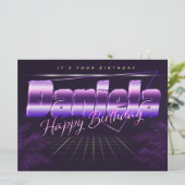Daniela Nom Prénom lila retro Carte Anniversaire (Debout devant)
