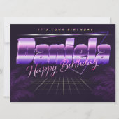 Daniela Nom Prénom lila retro Carte Anniversaire (Devant)