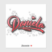 Daniela red Heart Graffiti Autocollant Sticker (Feuille)