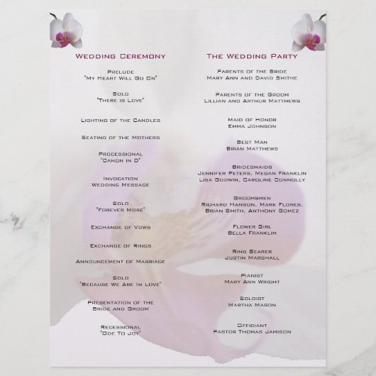 Danielle's Wedding Program vert. (Achterkant)