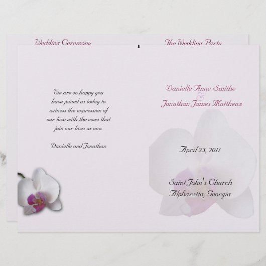 Danielle's Wedding Programme (Voorkant / Achterkant)