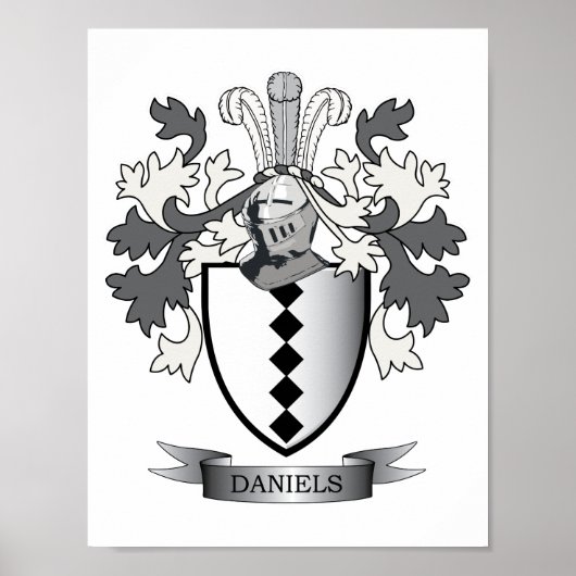 Daniels Family Crest Coat of Arms Poster (Voorkant)