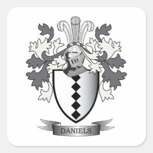 Daniels Family Crest Coat of Arms Vierkante Sticker