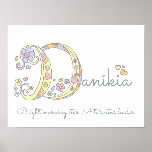 Danikia affiche décorative de nom et de sens (Devant)