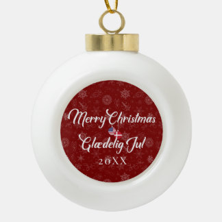 Danish American With Custom Year Bilingual Keramische Bal Ornament