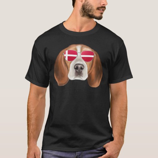 Danish Flag Beagle Dog Denmark Pocket T-shirt (Voorkant)