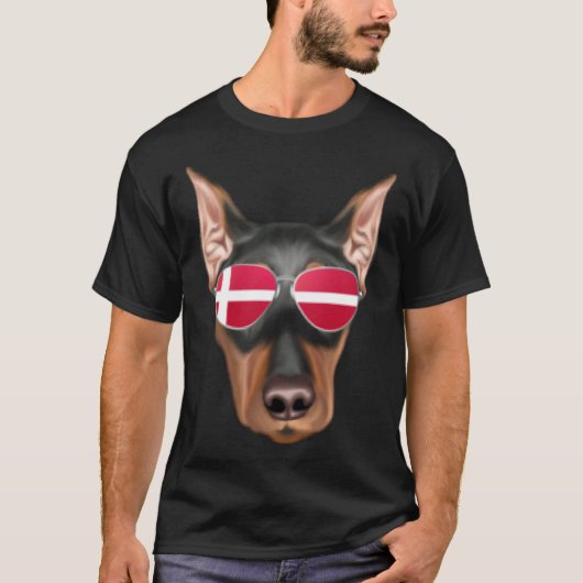 Danish Flag German Pinscher Dog Denmark Pocket T-shirt (Voorkant)