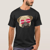 Danish Flag Pug Dog Denmark Pocket T-shirt (Voorkant)