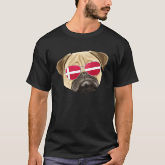 Danish Flag Pug Dog Denmark Pocket T-shirt