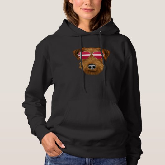Danish Flag Welsh Terrier Dog Denmark Pocket Hoodie (Voorkant)