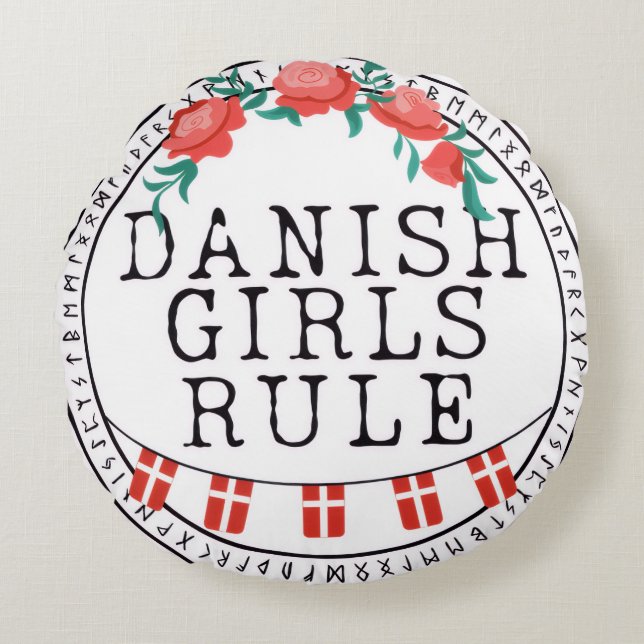 Danish Girl's Pillow Rond Kussen (Voorkant)
