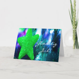 Danish Glædelig Jul, Godt Nytår Green Star III Feestdagen Kaart
