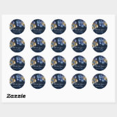 Dank 16e Bruids Bruiloft Ballon Blauw Marine GOUD Ronde Sticker (Vel)