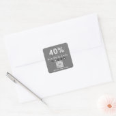 Dank 40% korting QR CODE Logo Korting Grijs Zilver Vierkante Sticker (Envelop)