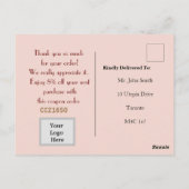 Dank aan de nieuwe klant. Briefkaart (Achterkant)