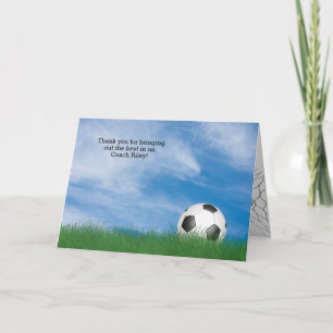 dank aan de voetbal coach kaart