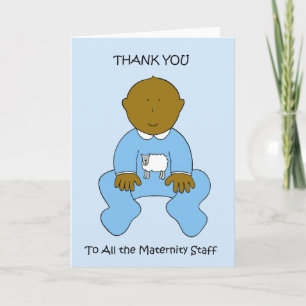 Dank aan het moederschap personeel Baby Boy Bedankkaart